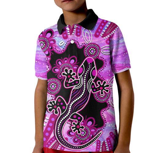 australia-kid-polo-shirt-aussie-opal-pattern-with-lizard-aboriginal-art-pink