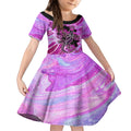 australia-kid-short-sleeve-dress-aussie-opal-pattern-with-lizard-aboriginal-art-pink