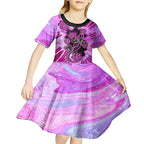 australia-kid-short-sleeve-dress-aussie-opal-pattern-with-lizard-aboriginal-art-pink