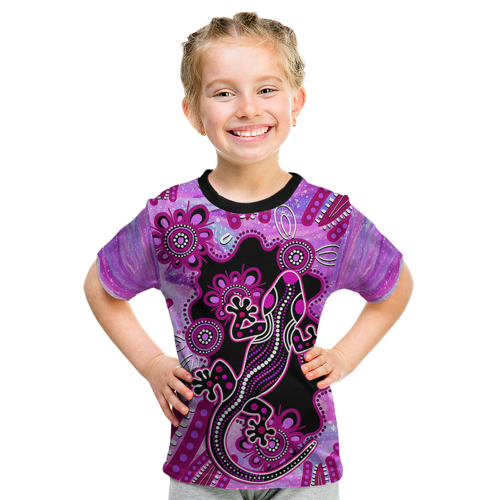 australia-kid-t-shirt-aussie-opal-pattern-with-lizard-aboriginal-art-pink
