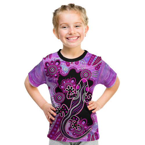 australia-kid-t-shirt-aussie-opal-pattern-with-lizard-aboriginal-art-pink