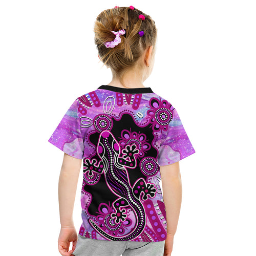 australia-kid-t-shirt-aussie-opal-pattern-with-lizard-aboriginal-art-pink