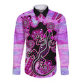 australia-long-sleeve-button-shirt-aussie-opal-pattern-with-lizard-aboriginal-art-pink