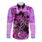 australia-long-sleeve-button-shirt-aussie-opal-pattern-with-lizard-aboriginal-art-pink