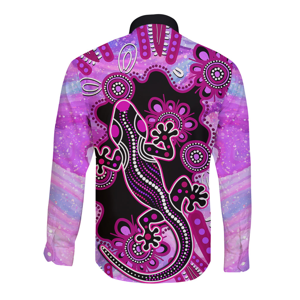 australia-long-sleeve-button-shirt-aussie-opal-pattern-with-lizard-aboriginal-art-pink