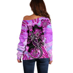australia-off-shoulder-sweater-aussie-opal-pattern-with-lizard-aboriginal-art-pink