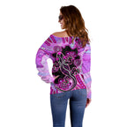 australia-off-shoulder-sweater-aussie-opal-pattern-with-lizard-aboriginal-art-pink