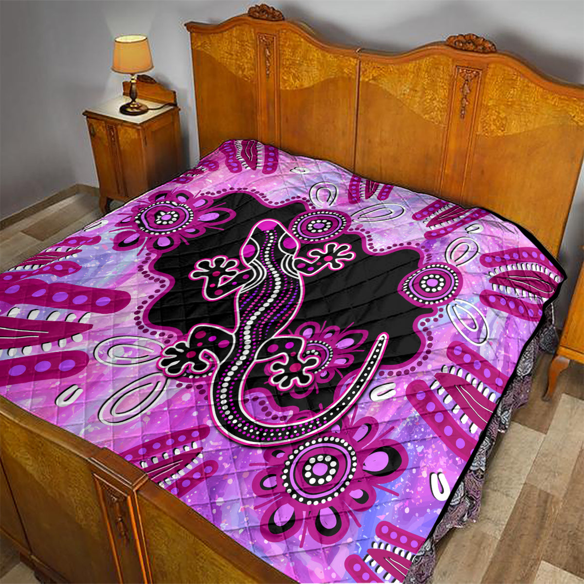 australia-quilt-aussie-opal-pattern-with-lizard-aboriginal-art-pink
