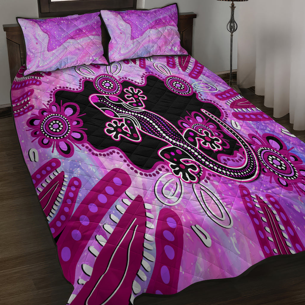 australia-quilt-bed-set-aussie-opal-pattern-with-lizard-aboriginal-art-pink