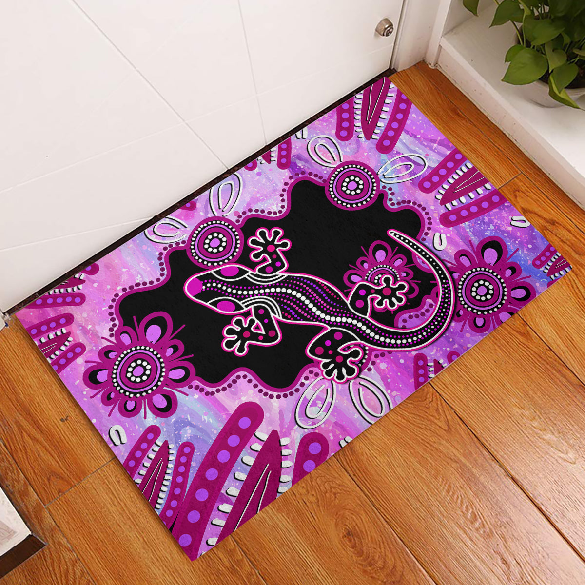 australia-rubber-doormat-aussie-opal-pattern-with-lizard-aboriginal-art-pink