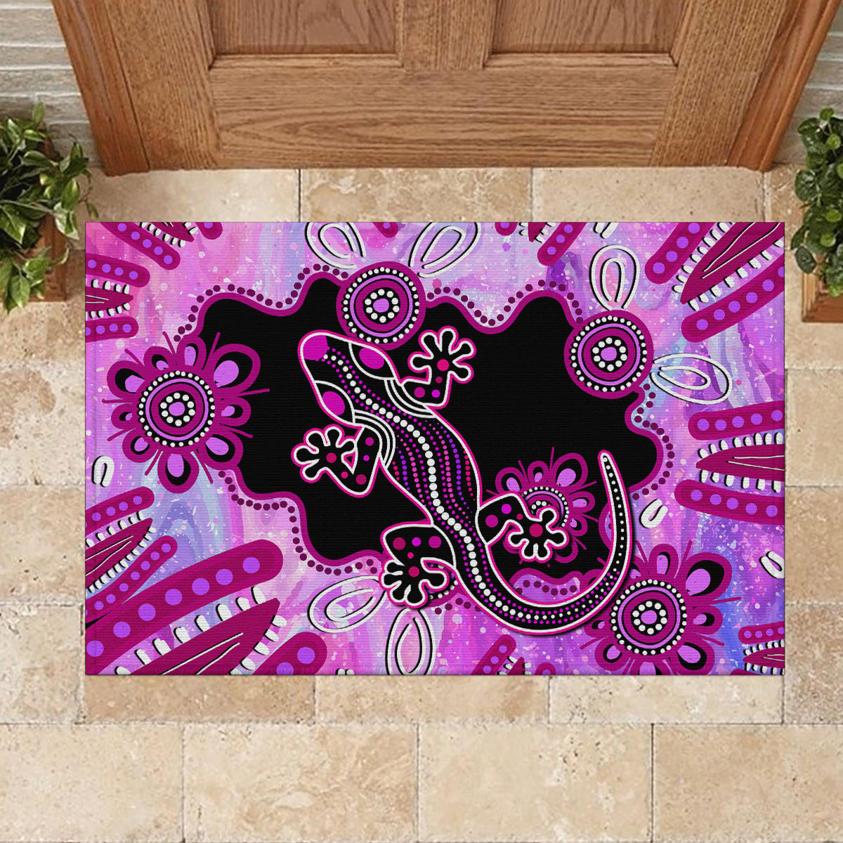 australia-rubber-doormat-aussie-opal-pattern-with-lizard-aboriginal-art-pink