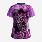 Australia Scrub Top Aussie Opal Pattern With Lizard Aboriginal Art - Pink - Aussie Hoodie