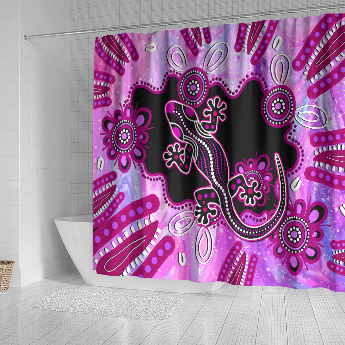 australia-shower-curtain-aussie-opal-pattern-with-lizard-aboriginal-art-pink