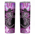 Australia Skinny Tumbler Aussie Opal Pattern With Lizard Aboriginal Art - Pink