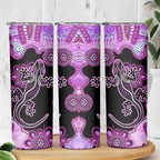 Australia Skinny Tumbler Aussie Opal Pattern With Lizard Aboriginal Art - Pink