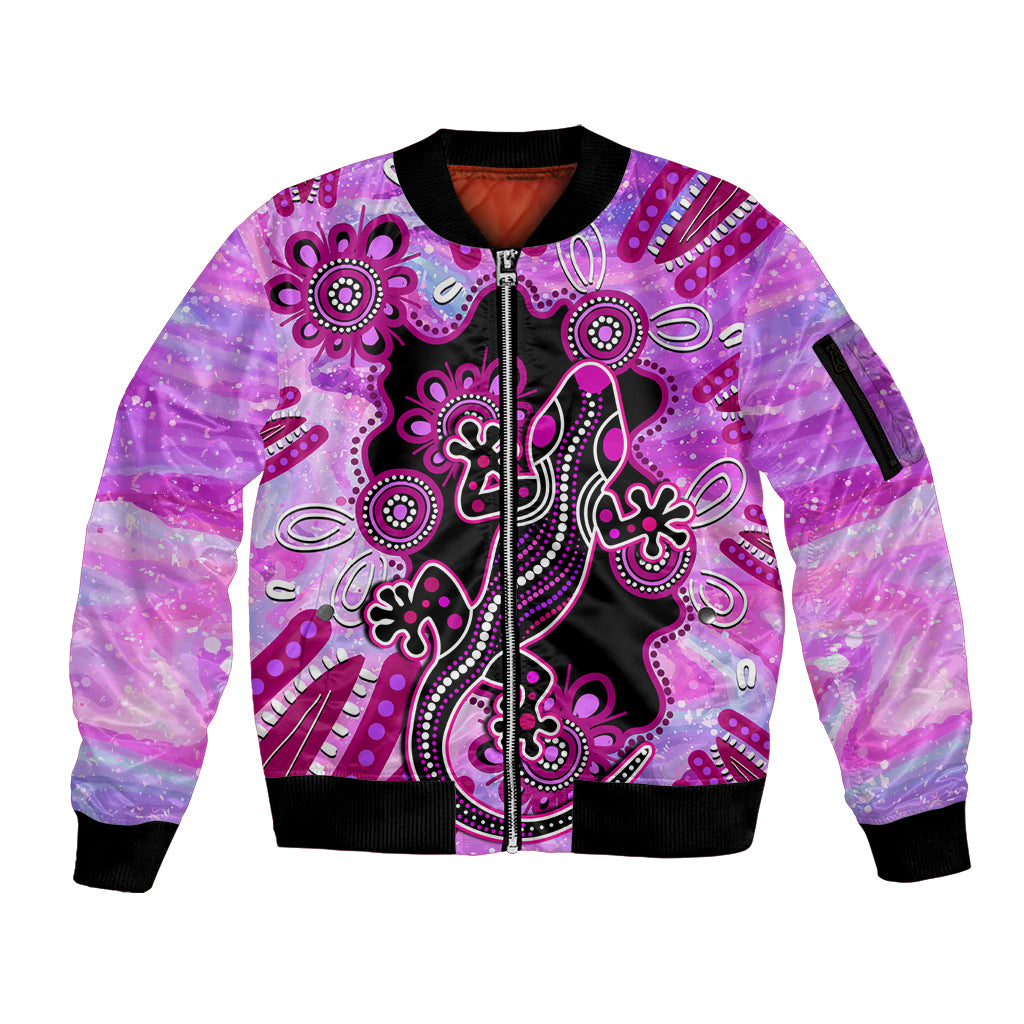 australia-sleeve-zip-bomber-jacket-aussie-opal-pattern-with-lizard-aboriginal-art-pink
