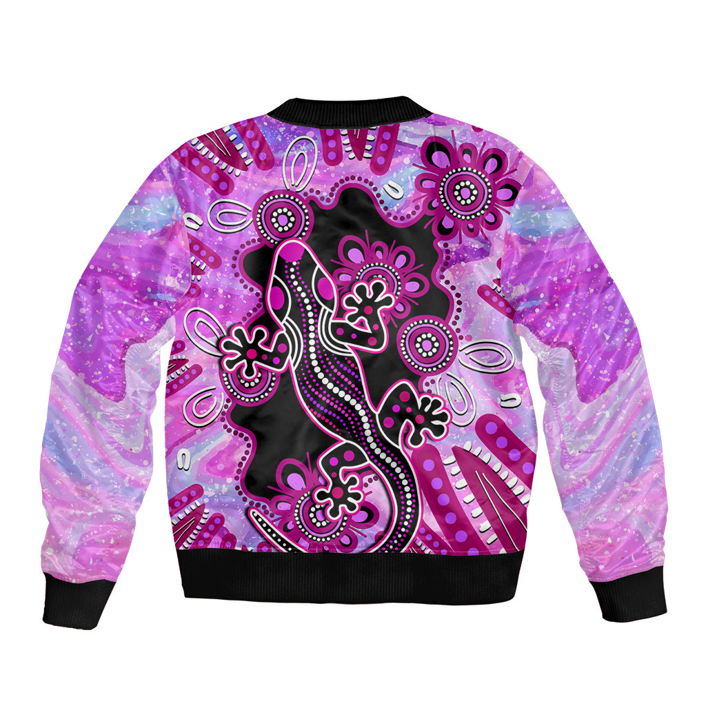 australia-sleeve-zip-bomber-jacket-aussie-opal-pattern-with-lizard-aboriginal-art-pink