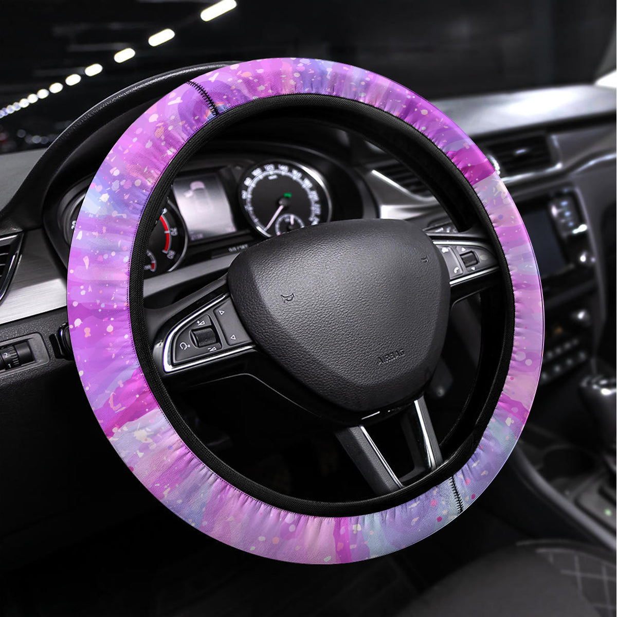 Australia Steering Wheel Cover Aussie Opal Pattern With Lizard Aboriginal Art - Pink