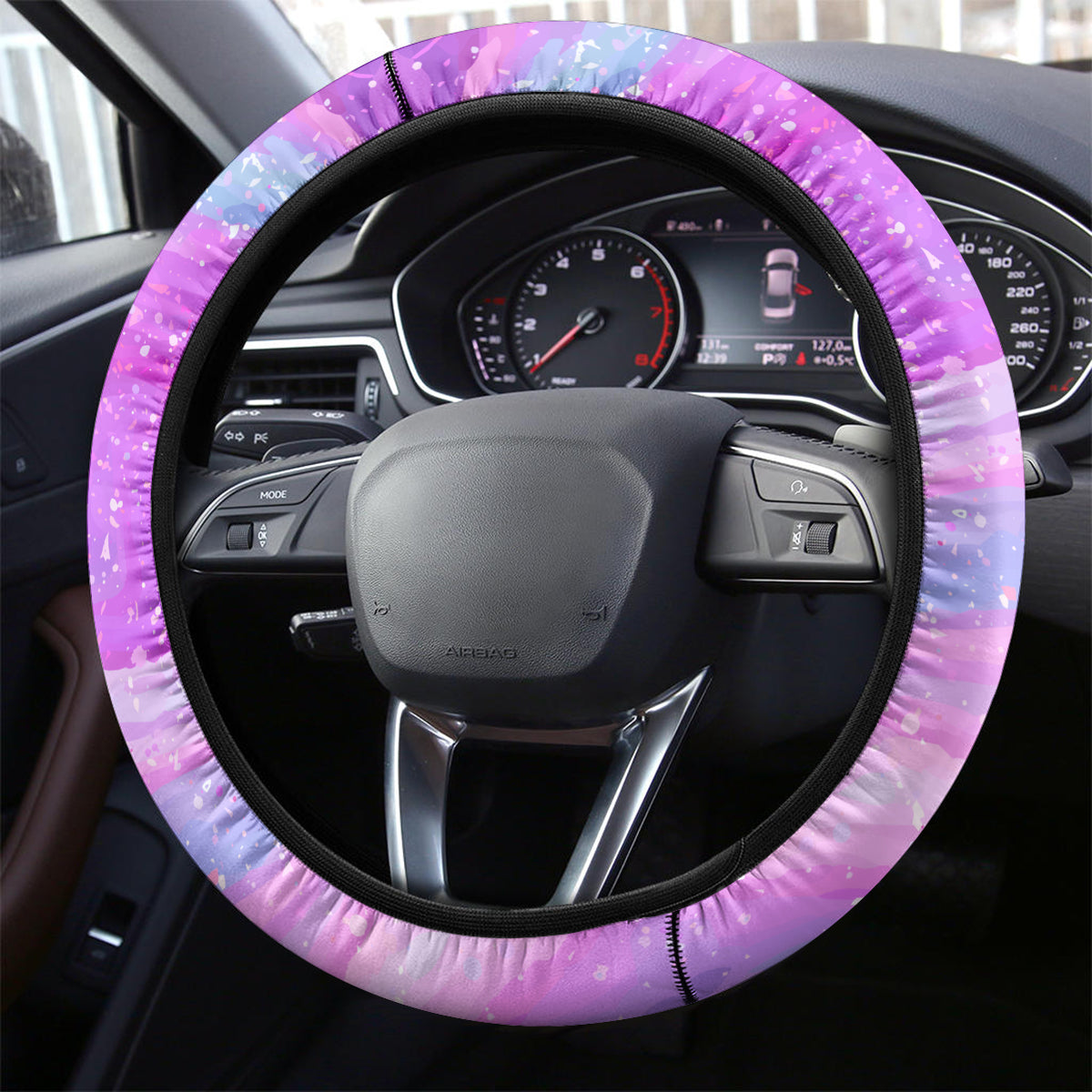 Australia Steering Wheel Cover Aussie Opal Pattern With Lizard Aboriginal Art - Pink