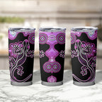 Australia Tumbler Cup Aussie Opal Pattern With Lizard Aboriginal Art - Pink