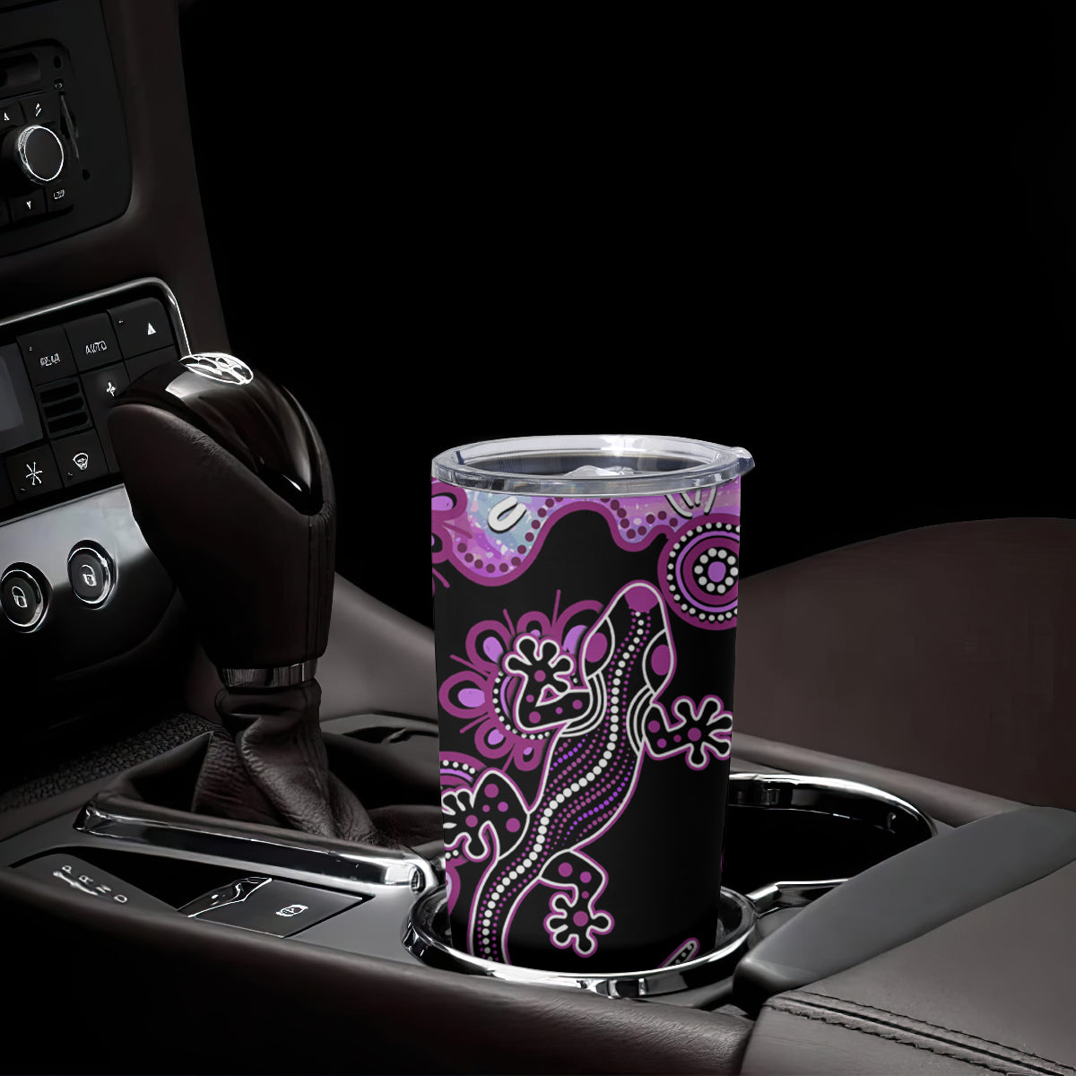Australia Tumbler Cup Aussie Opal Pattern With Lizard Aboriginal Art - Pink