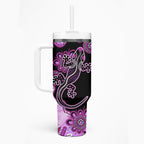 Australia Tumbler With Handle Aussie Opal Pattern With Lizard Aboriginal Art - Pink