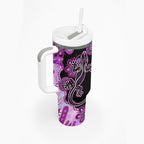 Australia Tumbler With Handle Aussie Opal Pattern With Lizard Aboriginal Art - Pink