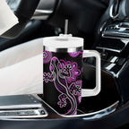 Australia Tumbler With Handle Aussie Opal Pattern With Lizard Aboriginal Art - Pink