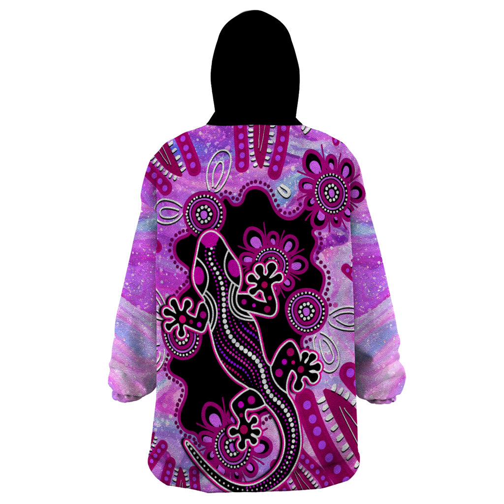 australia-wearable-blanket-hoodie-aussie-opal-pattern-with-lizard-aboriginal-art-pink
