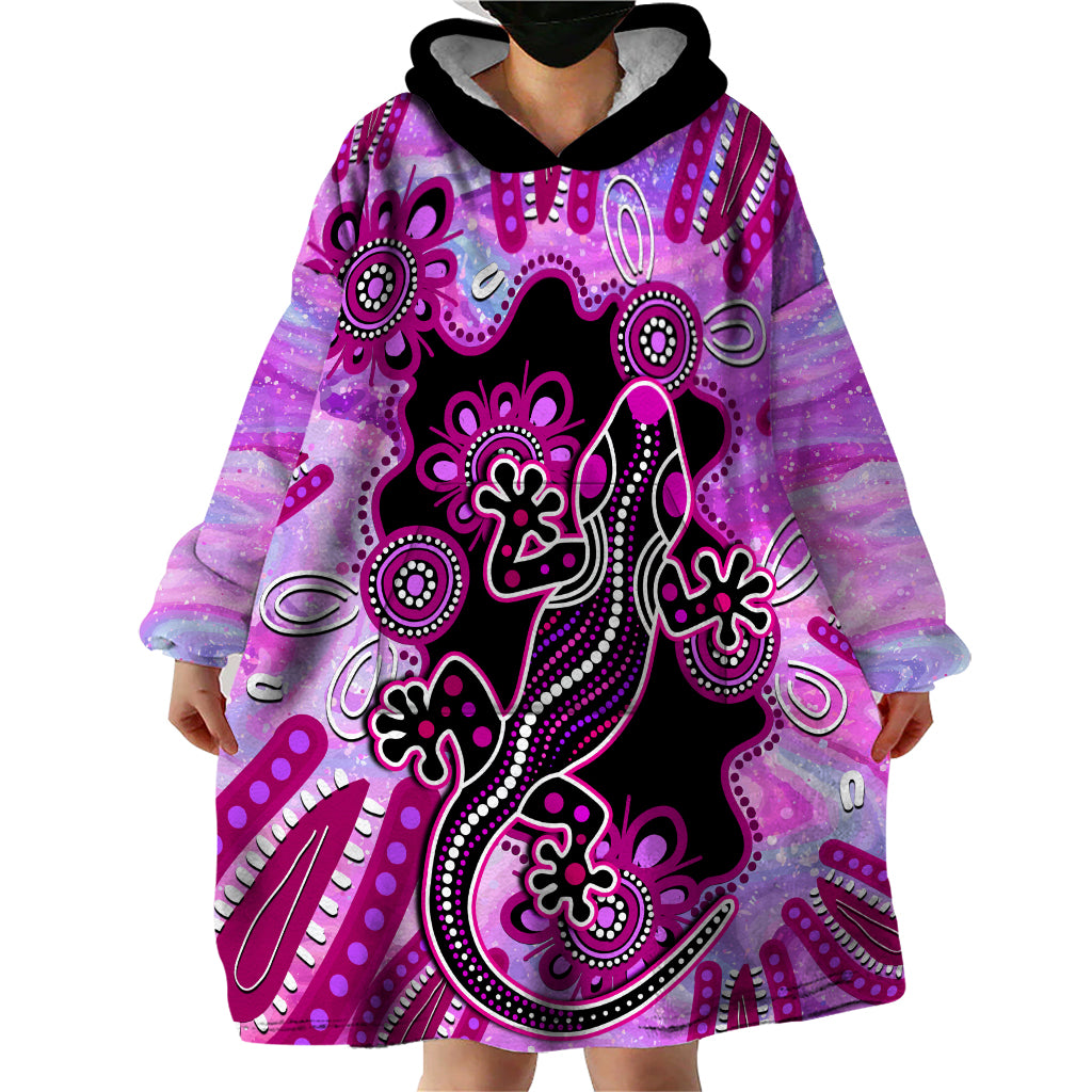 australia-wearable-blanket-hoodie-aussie-opal-pattern-with-lizard-aboriginal-art-pink