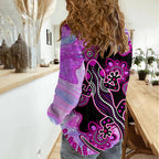 Australia Women Casual Shirt Aussie Opal Pattern With Lizard Aboriginal Art - Pink LT14