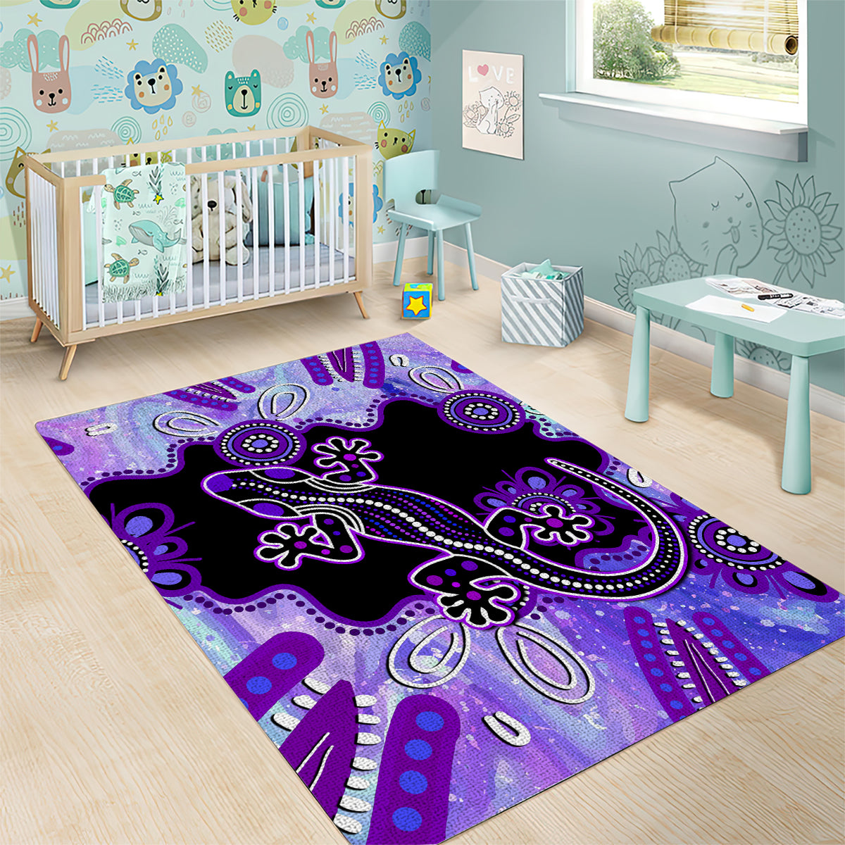 australia-opal-area-rug-aussie-lizard-with-aboriginal-art-purple