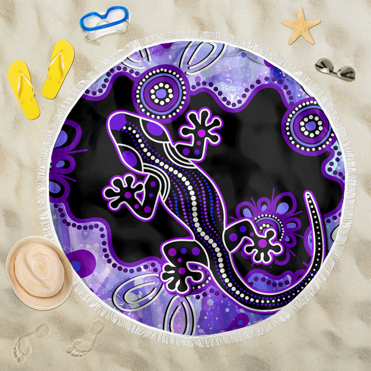 australia-opal-beach-blanket-aussie-lizard-with-aboriginal-art-purple