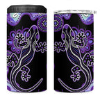 Australia Opal 4 in 1 Can Cooler Tumbler Aussie Lizard With Aboriginal Art - Purple