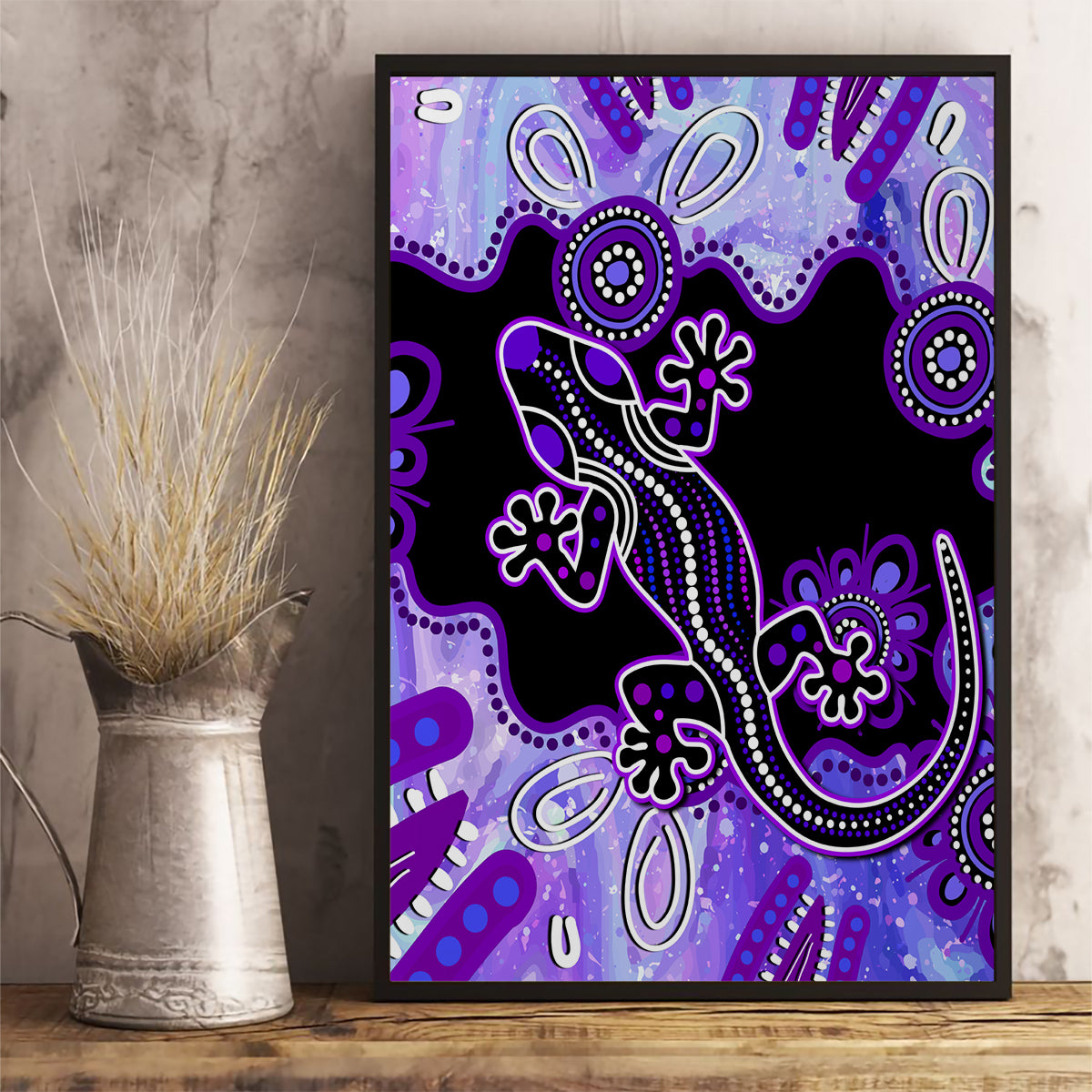 australia-opal-canvas-wall-art-aussie-lizard-with-aboriginal-art-purple