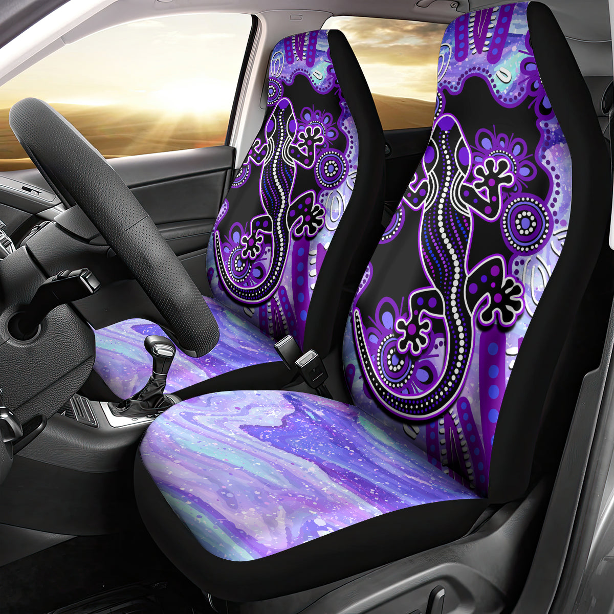 australia-opal-car-seat-cover-aussie-lizard-with-aboriginal-art-purple