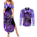 australia-opal-couples-matching-summer-maxi-dress-and-long-sleeve-button-shirt-aussie-lizard-with-aboriginal-art-purple