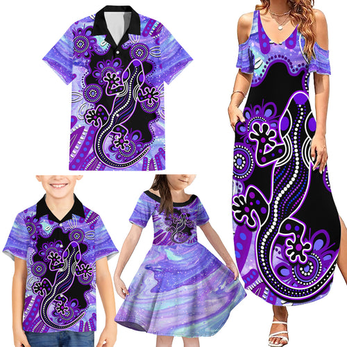 australia-opal-family-matching-summer-maxi-dress-and-hawaiian-shirt-aussie-lizard-with-aboriginal-art-purple