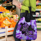Australia Opal Grocery Bag Aussie Lizard With Aboriginal Art - Purple