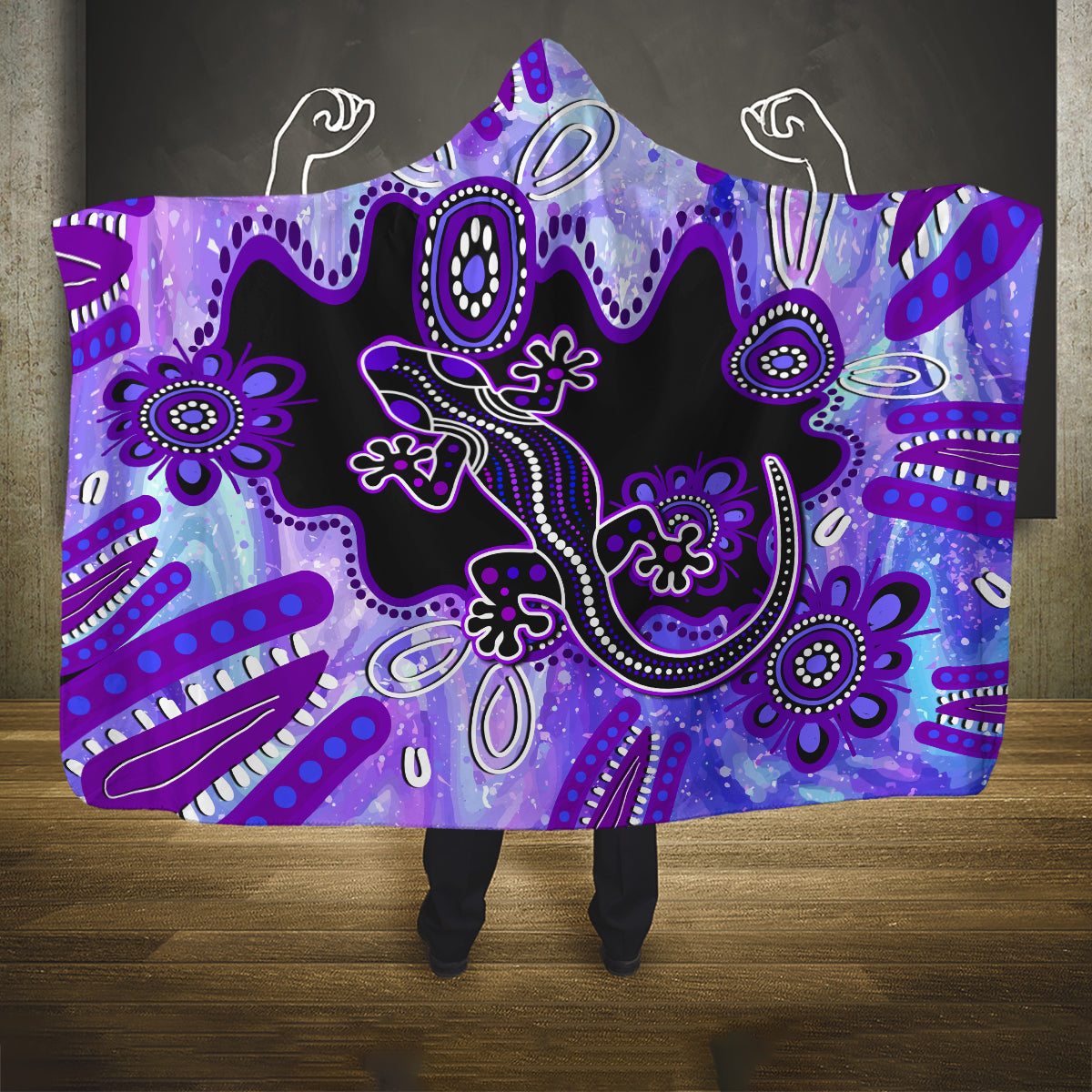 australia-opal-hooded-blanket-aussie-lizard-with-aboriginal-art-purple