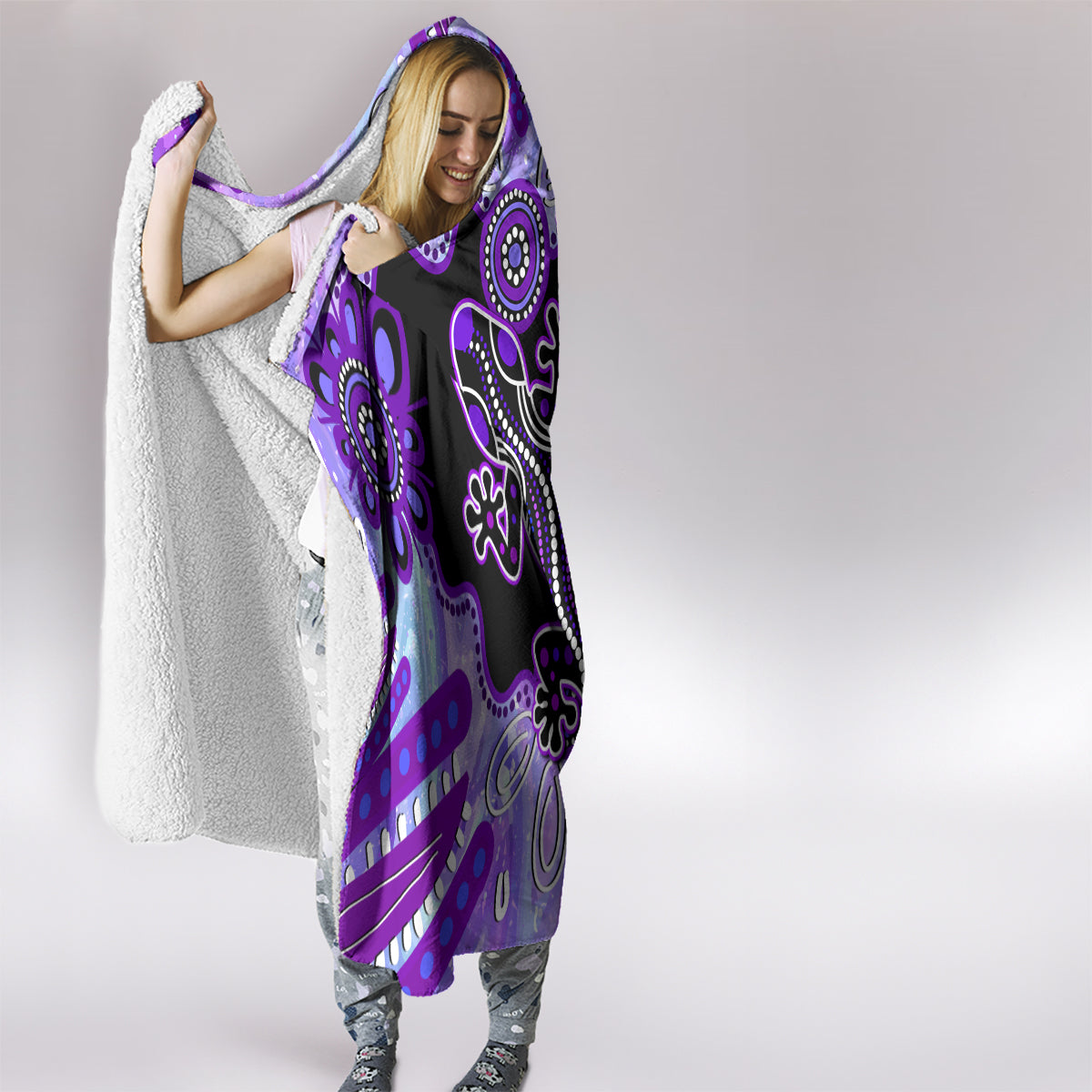 australia-opal-hooded-blanket-aussie-lizard-with-aboriginal-art-purple