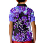 australia-opal-kid-polo-shirt-aussie-lizard-with-aboriginal-art-purple