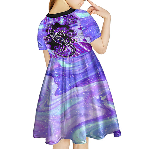 australia-opal-kid-short-sleeve-dress-aussie-lizard-with-aboriginal-art-purple