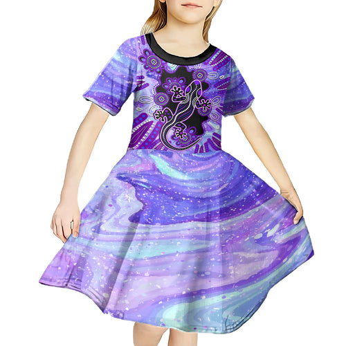 australia-opal-kid-short-sleeve-dress-aussie-lizard-with-aboriginal-art-purple