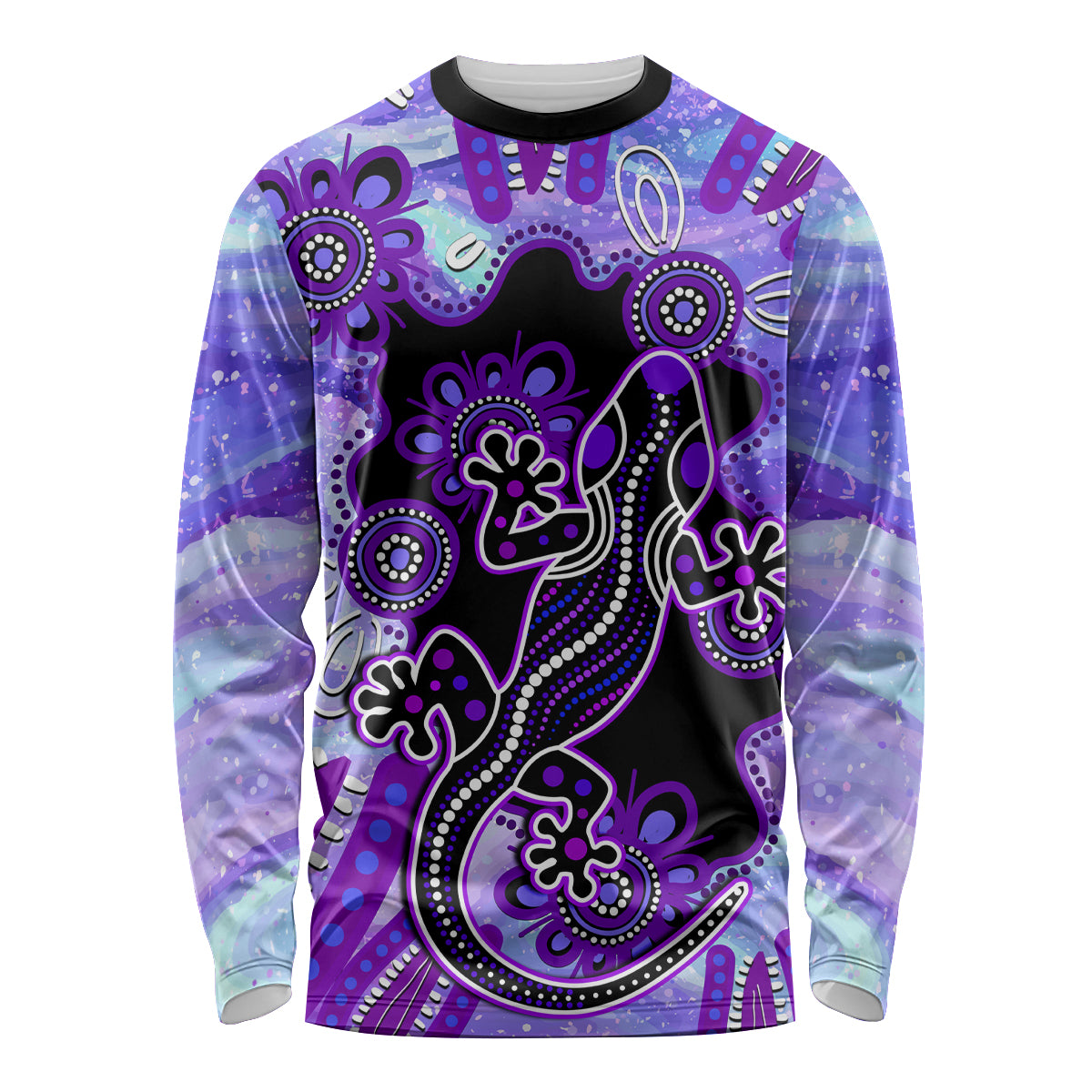 australia-opal-long-sleeve-shirt-aussie-lizard-with-aboriginal-art-purple