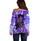 australia-opal-off-shoulder-sweater-aussie-lizard-with-aboriginal-art-purple