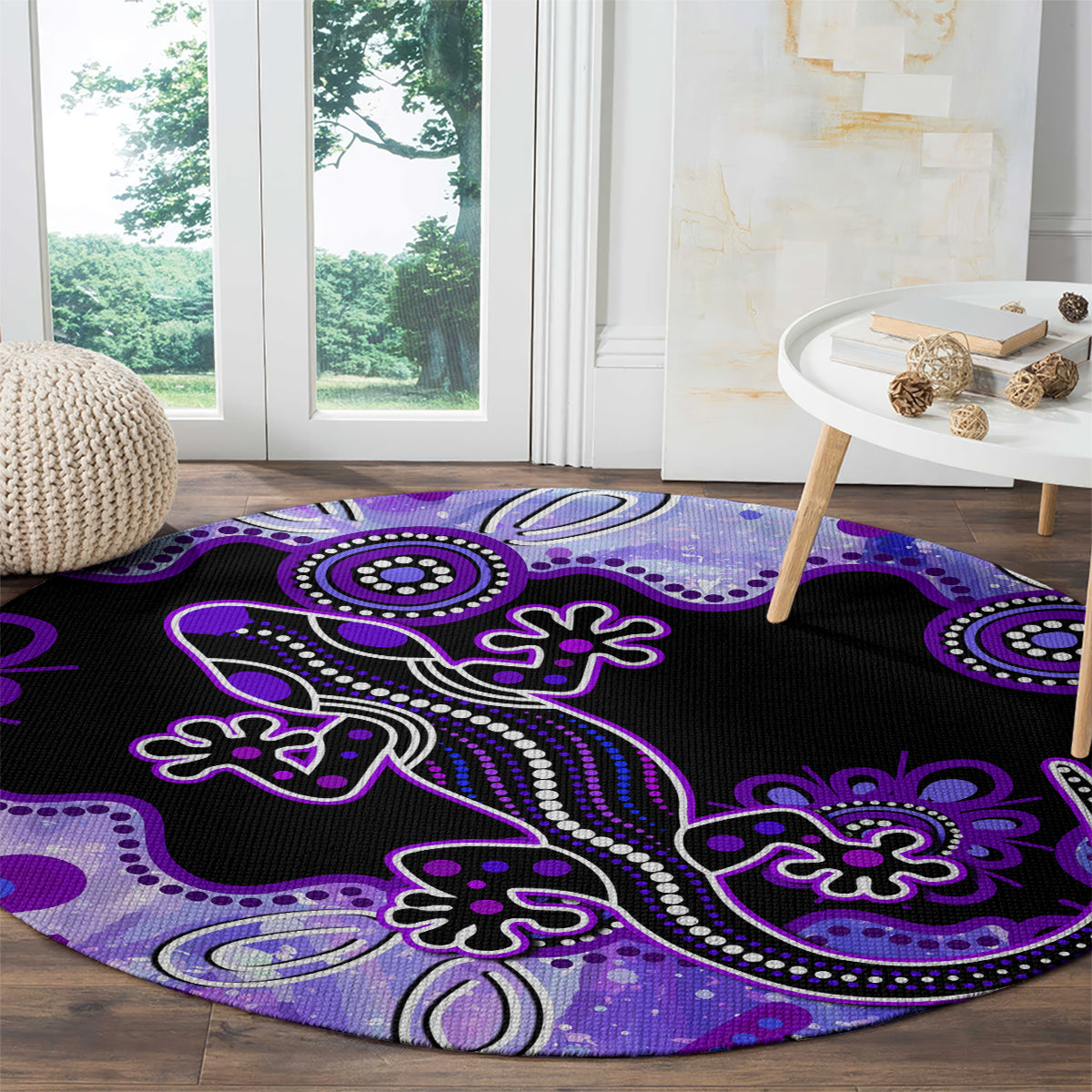 australia-opal-round-carpet-aussie-lizard-with-aboriginal-art-purple