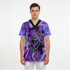 Australia Opal Scrub Top Aussie Lizard With Aboriginal Art - Purple - Aussie Hoodie