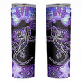 Australia Opal Skinny Tumbler Aussie Lizard With Aboriginal Art - Purple