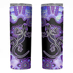 Australia Opal Skinny Tumbler Aussie Lizard With Aboriginal Art - Purple
